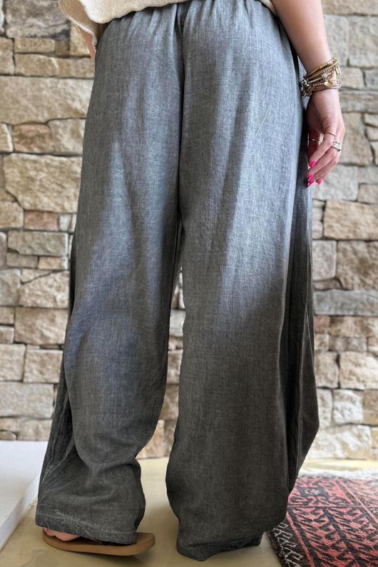Lindin Linen Blend Dart Barrel Pant Washed Charcoal
